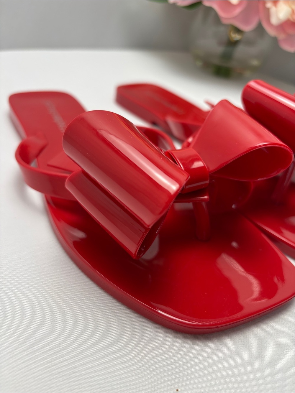 Jeffrey Campbell Women’s 7 Glossy Red Jelly Flip Sandals #707 - Picture 11 of 13